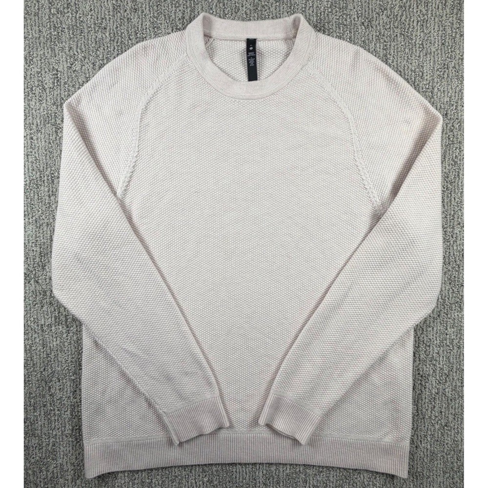 Lululemon Sweater Mens XL Cream Fundamental Textured Knit Crewneck LM3DQBS